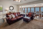 Comfortable living area with air conditioning, overlooking Lake Pend Oreille